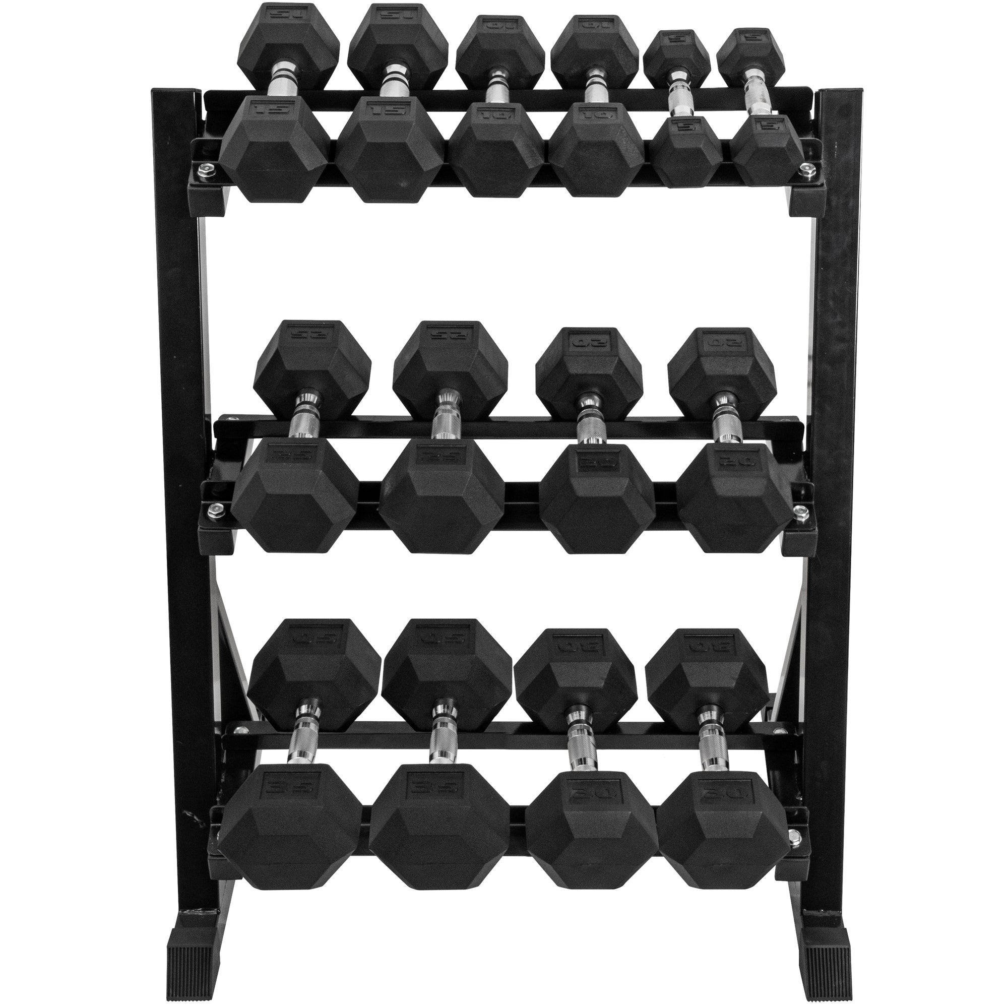 MANCUERNAS HEXAGONALES DE 7 PARES (5-35 LB) CON RACK